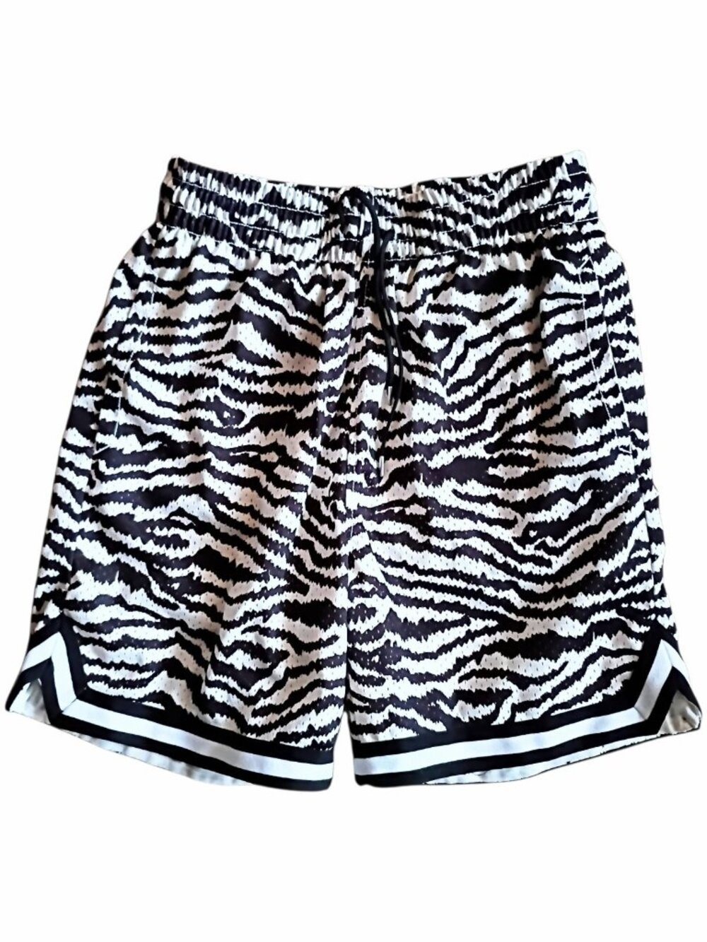 LCKR Men's  Shorts Black White Zebra Print Pockets Lined MEDIUM